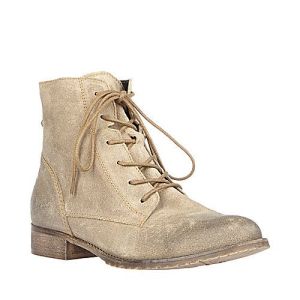 Steve Madden Rawling lace-up boot with its soft distressed suede treatment and sleek back zip closure that opens to reveal the colored lining
